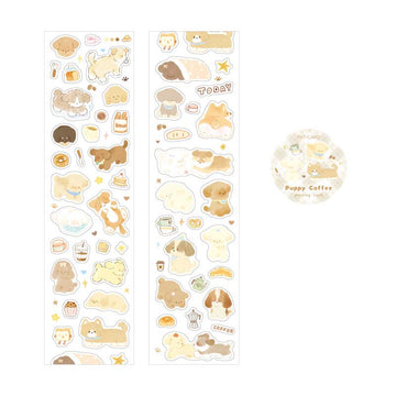 Mo Card | Pegatinas en Rollo Cat and Dog Business Puppy Coffee