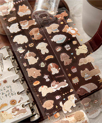 Mo Card | Pegatinas en Rollo Cat and Dog Business Puppy Coffee