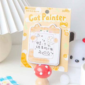 Mo Card | Notas Adhesivas Circle Cute Cat Painter