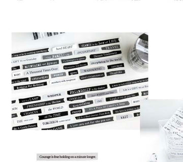 Mo Card | Pegatinas en Rollo Collage English Poestry Black And White Geometry