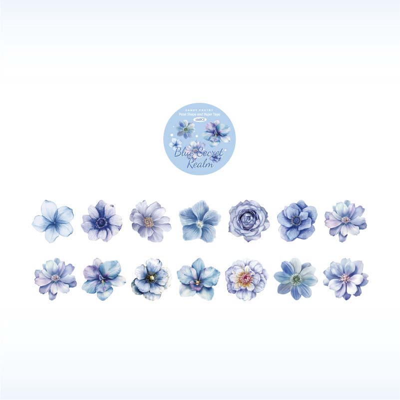 Candy Poetry | Pegatinas en Rollo Flower Letter Blue Secret Realm