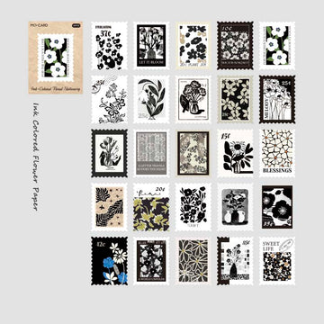 Mo Card | Pegatinas en Cajita Flower Post Office Ink Colored Flower Paper