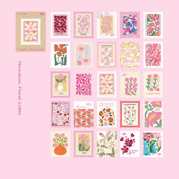 Mo Card | Pegatinas en Cajita Flower Post Office Vermillion Floral Letter