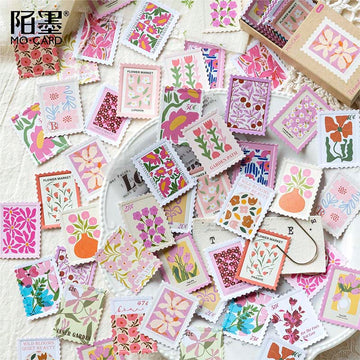 Mo Card | Pegatinas en Cajita Flower Post Office Vermillion Floral Letter