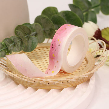 MZW | Gold Foil Star And Pink Cloud Washi Tape