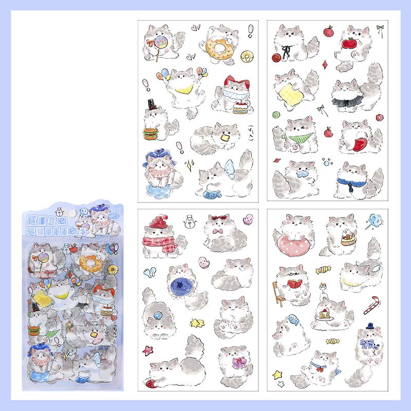 2ABC | Set de Pegatinas Soft And Cute Cat Blue Kitten (4pc)