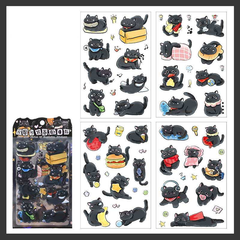 2ABC | Set de Pegatinas Soft And Cute Cat Little Night Elf (4pc)