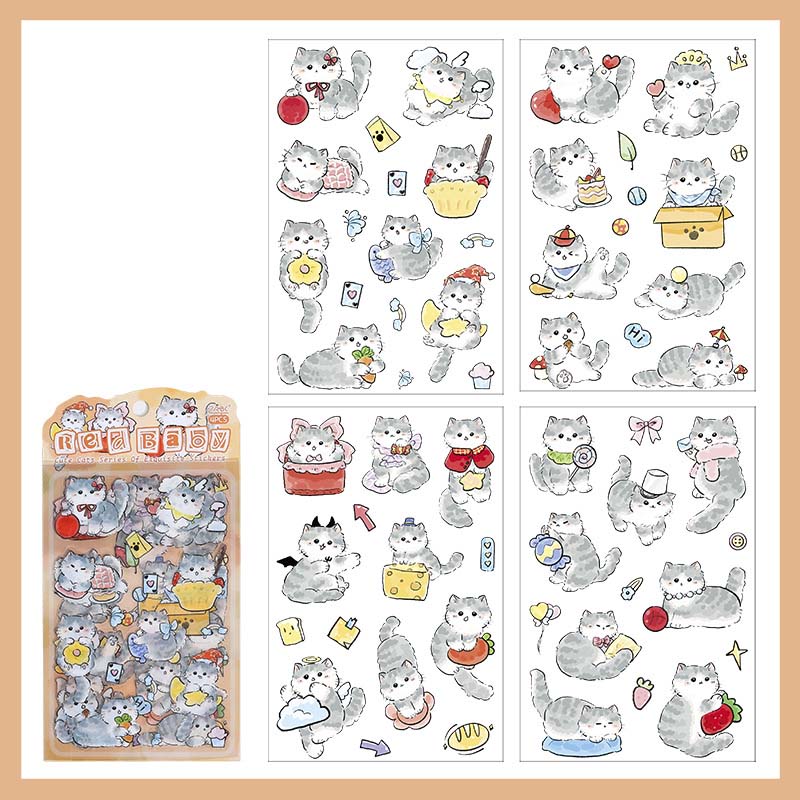 2ABC | Set de Pegatinas Soft And Cute Cat Red Baby (4pc)