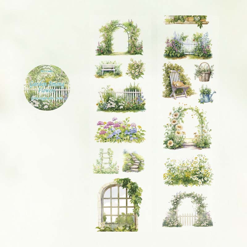Mo Card | Green Oxygen Plant Series Garden Among Flowers PET Tape