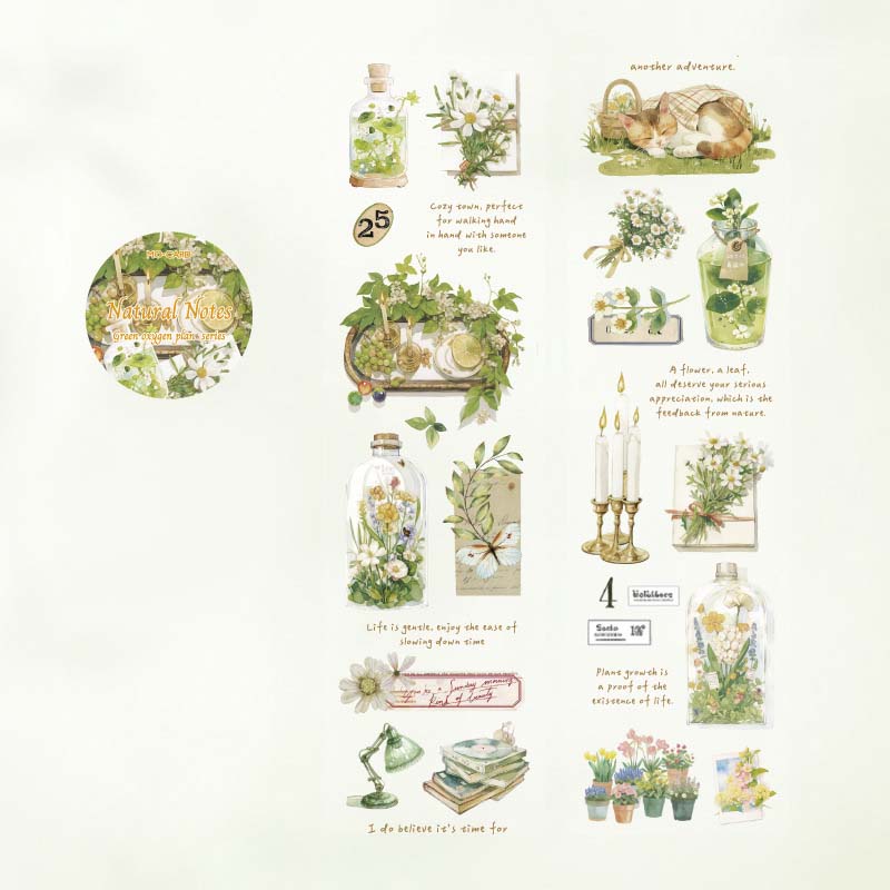 Mo Card | Green Oxygen Plant Series Natural Notes PET Tape