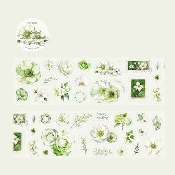 Mo Card | Pegatinas en Rollo Green Scenery Flowers Letterhead