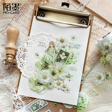 Mo Card | Pegatinas en Rollo Green Scenery Flowers Letterhead