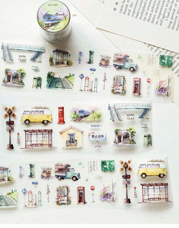 Mo Card | Pegatinas en Rollo Green Scenery Street Shadow Slowly