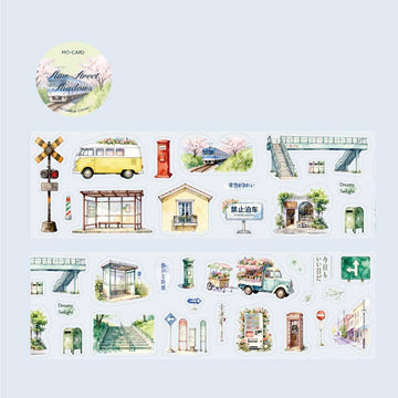 Mo Card | Pegatinas en Rollo Green Scenery Street Shadow Slowly