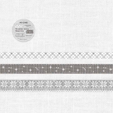 Mo Card | Set de Washi Tapes Handmade Fabrics Grey White Memories