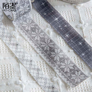 Mo Card | Set de Washi Tapes Handmade Fabrics Grey White Memories