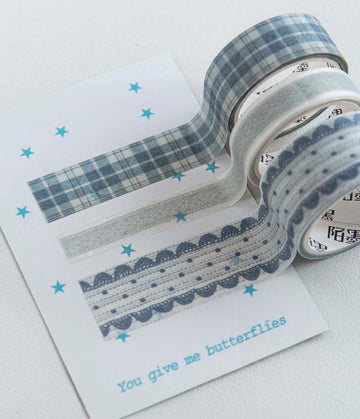 Mo Card | Set de PET Tapes Handmade Lace Light Blue Coarse Cloth