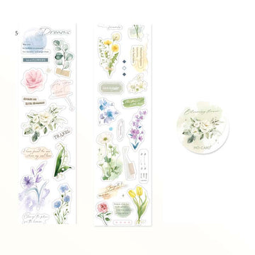 Mo Card | Pegatinas PET Tape Happy Time Blooming Flower