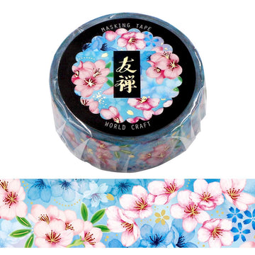 World Craft | Yuzen Pink & Blue Cherry Blossoms Washi Tape