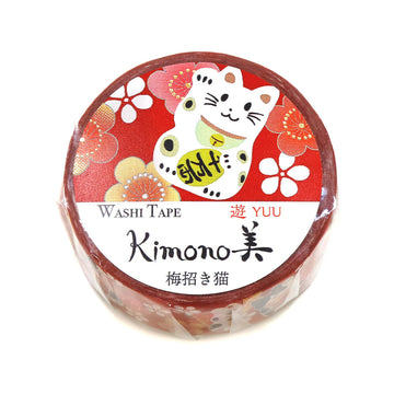 Kamiiso | Kimono Washi Tape Yuu Ume Maneki Neko