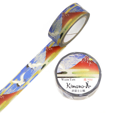 Kamiiso | Kimono Washi Tape Yuu Red Fuji and Crane