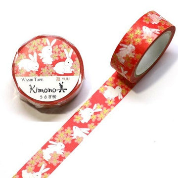Kamiiso | Kimono Washi Tape Yuu Rabbit Cherry Blossom