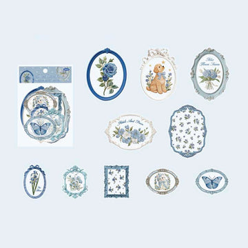 Mo Card | Pegatinas Lace Floral Frame Mist Blue Flower Frame