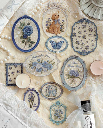 Mo Card | Pegatinas Lace Floral Frame Mist Blue Flower Frame