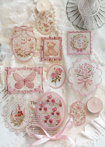 Mo Card | Pegatinas Lace Floral Frame Pink Dream Embroidery