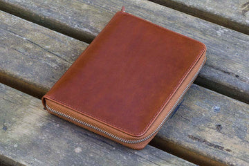 Galen Leather | Funda Leather Zippered 5 Slots Pen Case Brown