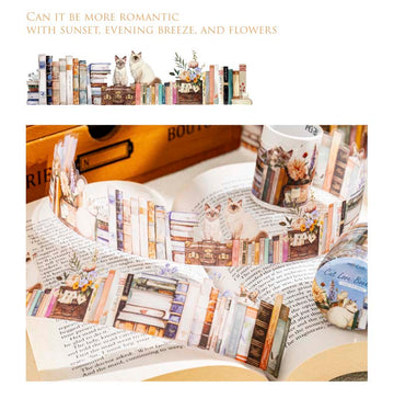 Mo Card | Long Life PET Tape Cat Love Bookstore