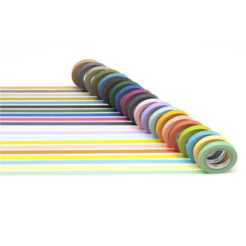 MT Masking Tape | Set de 20 Washi Tapes Slim Colores Lisos