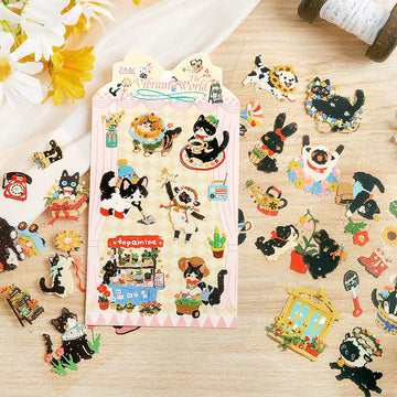 2ABC | Set de Pegatinas MengMeng Black Meow Vibriant World