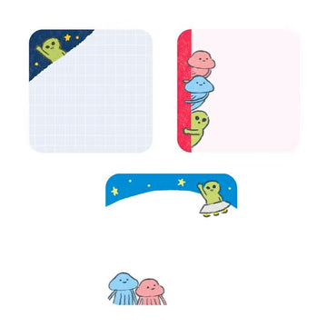 Furukawashiko | Mini Notas Adhesivas Message Note Peek a Boo Alien