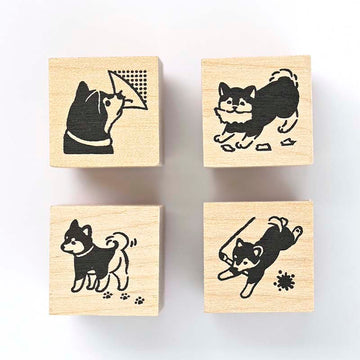 NB CO | Set de 4 Sellos In The Margin Naughty Shiba Inu