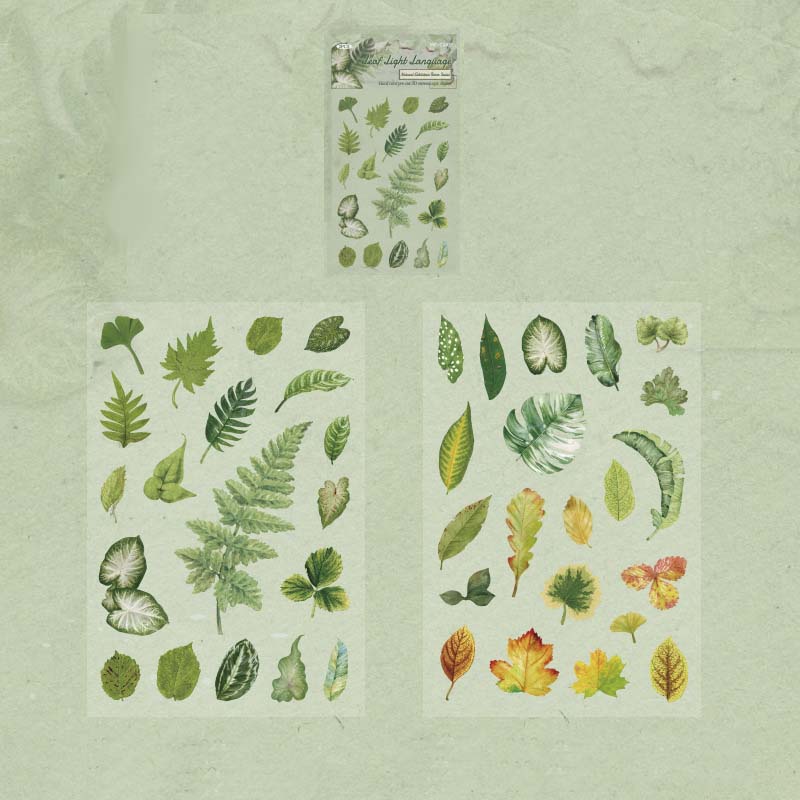 Mo card | Natural Exhibition Room 3D Leaf Light Language stickers