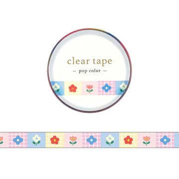 Mind Wave | Pop Color Flower Block Slim Clear Tape