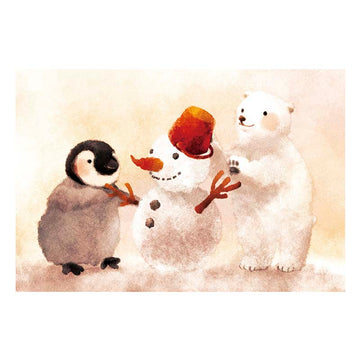 Kenaf | Postal Penguin Bear Playing In The Snow At Dusk