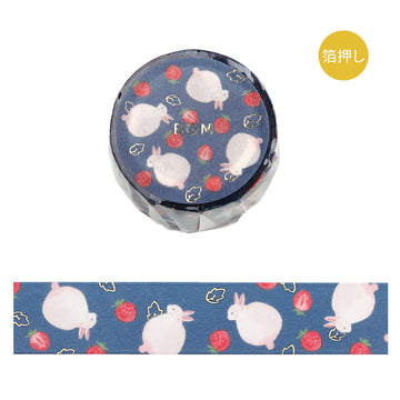 BGM | Foil Rabbit Country Daifuku Strawberry Blue Washi Tape