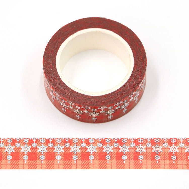 MZW | Foil Red Tartan Snowflake Washi Tape