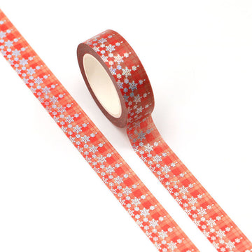 MZW | Foil Red Tartan Snowflake Washi Tape