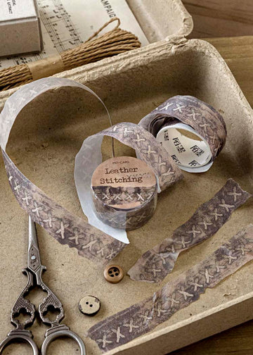 Mo Card | Rippled Edge Sewing Washi Tape Leather Stitching
