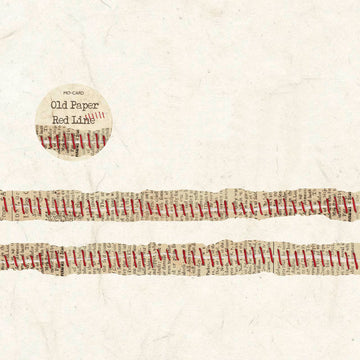 Mo Card | Rippled Edge Sewing Washi Tape Old Paper Red Line