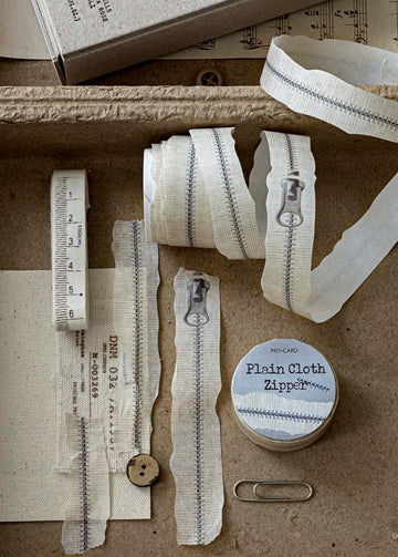 Mo Card | Rippled Edge Sewing Washi Tape Plain Cloth Zipper