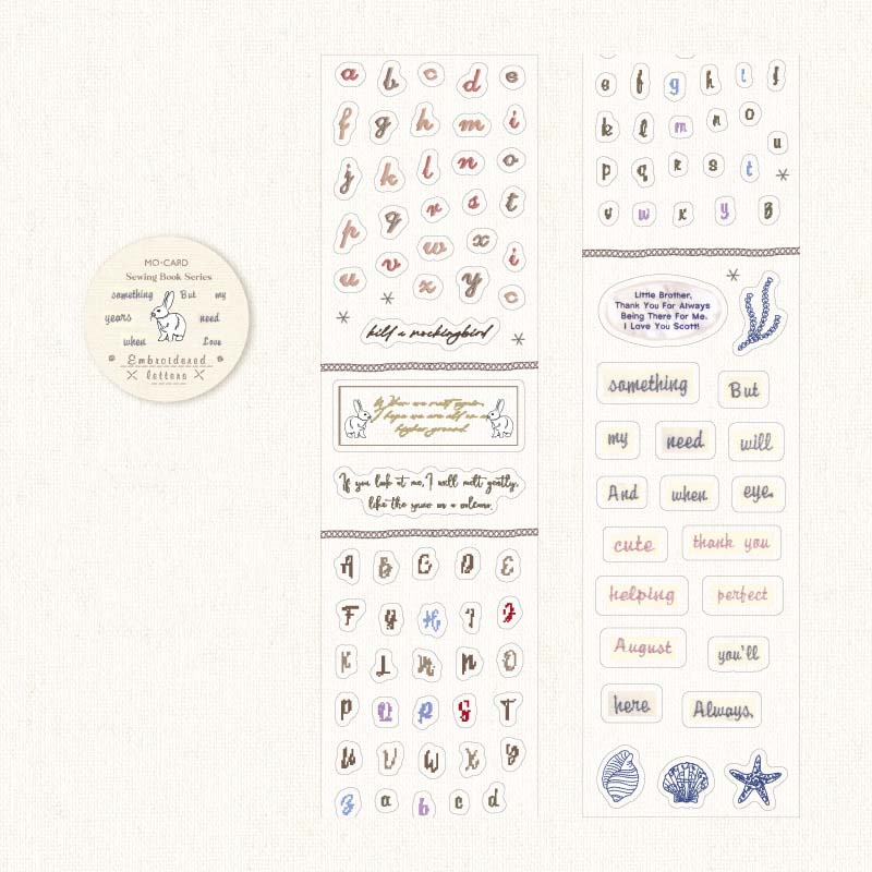 Mo Card | Pegatinas en Rollo Sewing Book Embroidered Letters