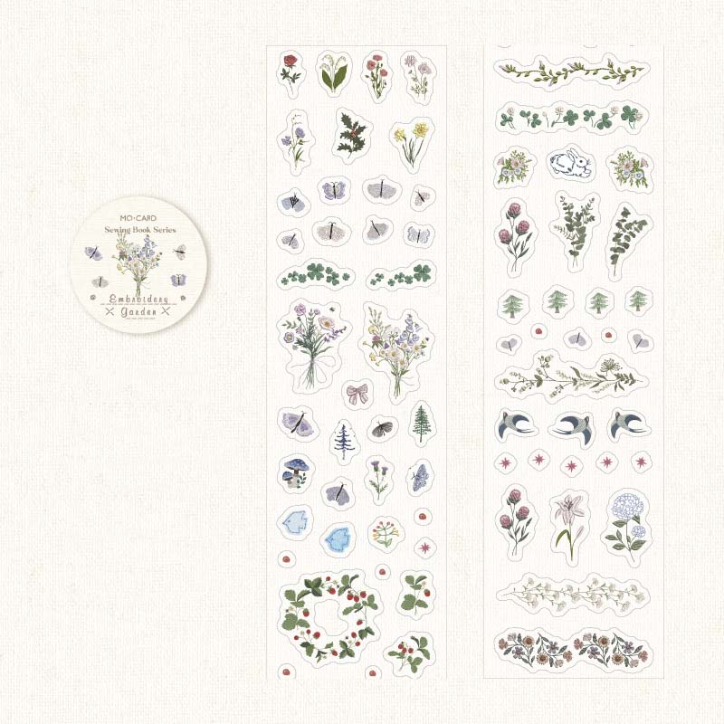 Mo Card | Pegatinas en Rollo Sewing Book Embroidered Garden