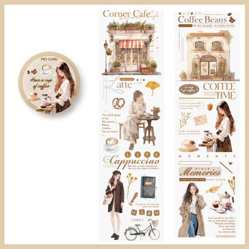 Mo Card | Street Corner Passes By PET Tape Have A Cup Of Coffee