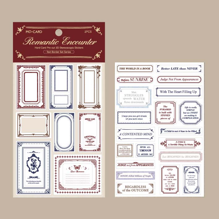 Mo Card | Pegatinas Text Border 3D Romantic Encounter