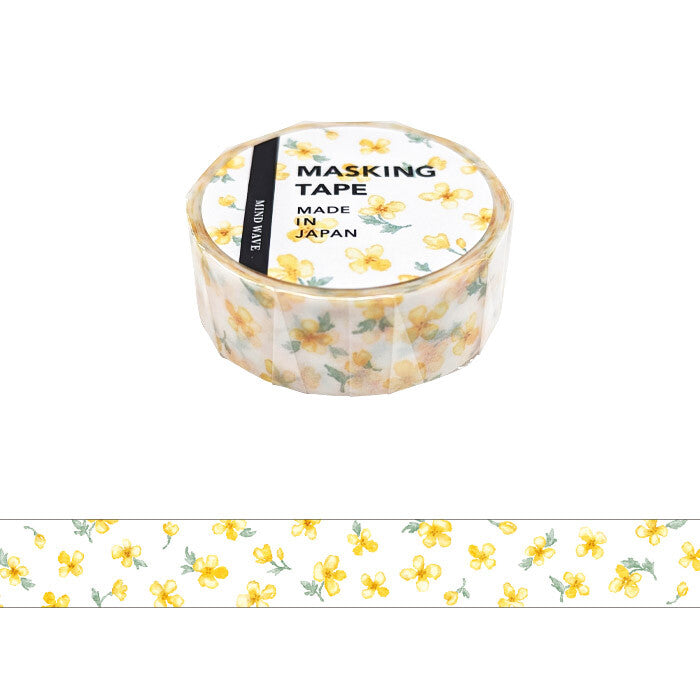 Mind Wave | Flower Watercolor Yellow Washi Tape