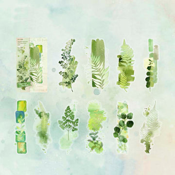 Mo Card | Pegatinas Watercolor Flowing Light Leaves Are Misty
